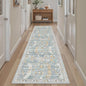Madane Runner Rug 2x8, Washable Hallway Runner Rugs, Non-Slip Low-Pile Soft Kitchen Rug Runner Laundry Room Rug, Vintage Throw Entry Foyer Mat for Entrance Living Room (Blue/Gold, 2 x 8)