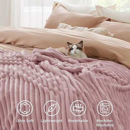 Bedsure GentleSoft Pink Fleece Blanket for Couch - Cozy Soft Blankets for Women, Cute Small Throws for Girls, Pink Decor Gifts for Home Room Office, 50x60 Inches