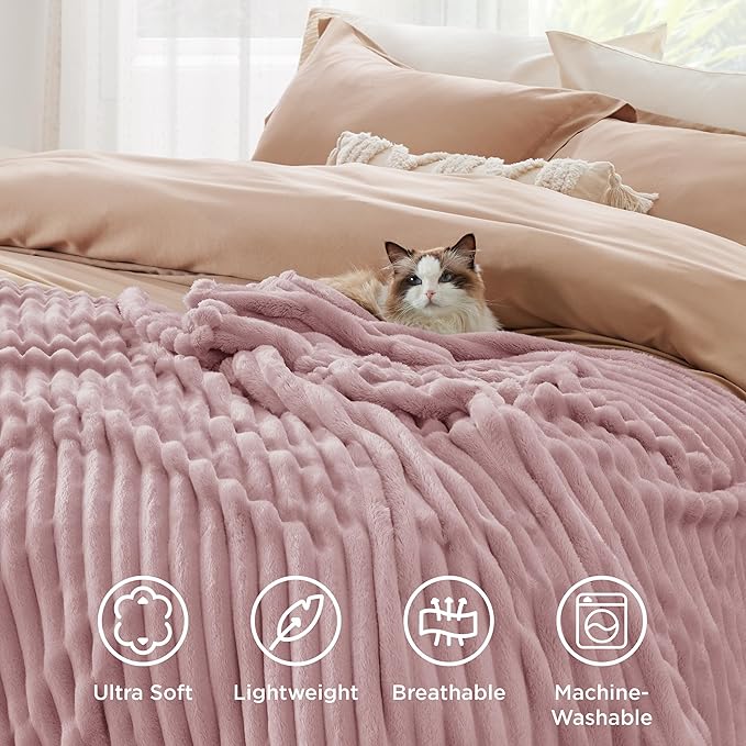 Bedsure GentleSoft Pink Twin XL Blanket for Bed - Cozy Soft Blankets for Women, Cute Small Fleece Throws for Girls, Birthday Gifts for Women Decor Gifts for Mom, 66x90 Inches