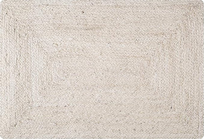 Hausattire Hand Woven Jute Braided Rug, 2'x3' – Off White, Reversible Boho Entry Area Rugs for Kitchen, Living Room I Farmhouse Indoor Outdoor Decorative Floor Rug, 24x36 Inch