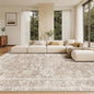 Madane Living Room 10x14 Area Rugs, Washable Low Pile Non-Slip Stain Resistant Extra Large Thin Rug, Vintage Soft Throw Carpet for Dining Room Bedroom Farmhouse Home Office Decor (10 x 14, Brown/Sand)