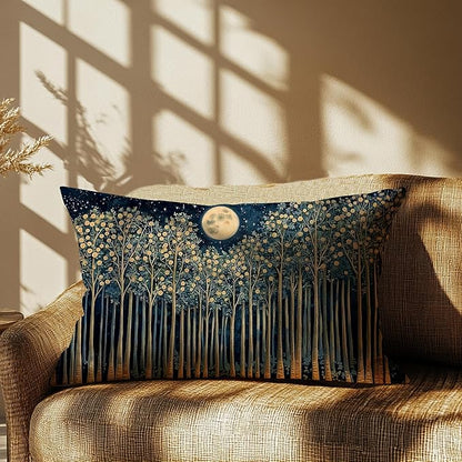 Rustic William Morris Night Moon Forest Green Decor Pillow Covers 12x20,Vintage Botanical Nature Landscape Decorative Throw Pillow Covers for Home Bedroom Living Room