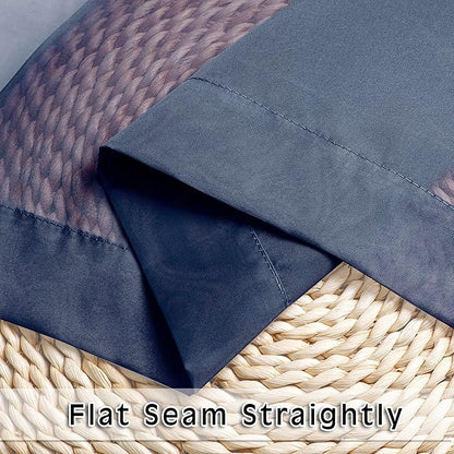 OVZME Navy Blue Sheer Curtains 2 Panels with Dual Rod Pocket, Light Filtering Treatment Window Drapes for Kitchen Dining Room, Bedroom, Each 42 Width by 63 Length.