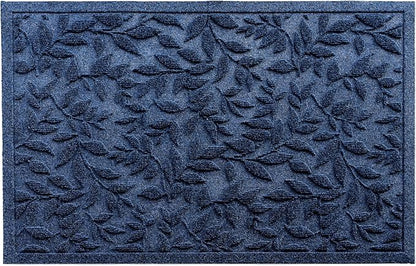 Blue Leaves Outdoor Indoor Entrance Doormats, Absorbent Durable Heavy Duty Welcome Front Door Mat,Thick Natural Rubber Back,Easy Clean Entryway Mat 23x35 Inch, Low Profile