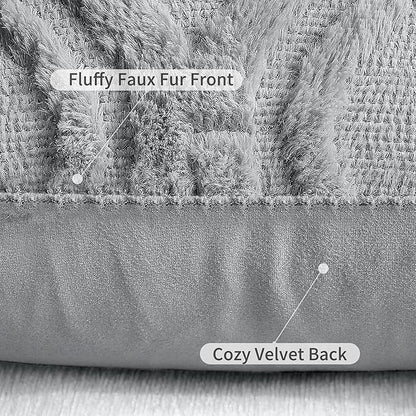 decorUhome Throw Pillow Covers 26x26 Inch Set of 2, Soft Plush Faux Wool Grey Solid Couch Pillow Covers, Accent Euro Sham Farmhouse Neutral Square Pillow Cases for Sofa Bed Living Room