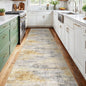 2'6''x12' Washable Kitchen Runner Rug: Modern Abstract Runners for Hallway Soft Non Slip Rugs with Rubber Backing Low Pile Thin Floor Carpet for Entryway Bedroom Bathroom Indoor(Grey/Yellow,2'6''x12')