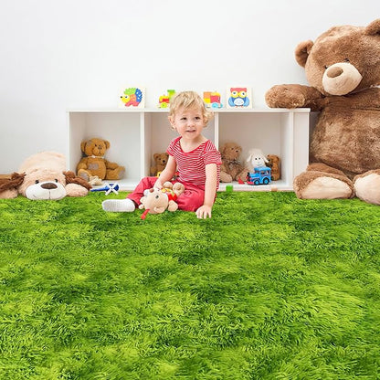 Green Tie-Dyed Rug for Living Room 6x9 Fluffy Area Rug Mat Bedside Throw Rug for Bedroom Kids Room Boys Teens Nursery Baby Dorm Office Home Decor Aesthetic Carpets