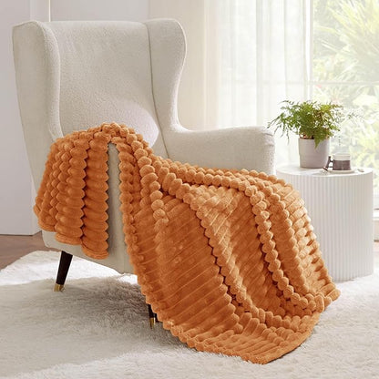 Bedsure GentleSoft Twin Blanket for Couch - Cozy Soft Fall Blankets for Women, Cute Small Throws for Girls, Orange, 60x80 Inches