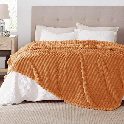 Bedsure GentleSoft Orange California King Size Blanket for Couch - Cozy Soft Fall Blankets for Women, Cute Small Fleece Throws for Girls, 102x96 Inches