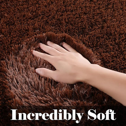 ONASAR Brown 8x10 Area Rugs for Living Room, Large Fluffy Shag Bedroom Rug, Soft Plush Thick Shaggy Big Floor Carpet for Kids Boy and Girls Teen Dorm Nursery Indoor Home Decor Aesthetic