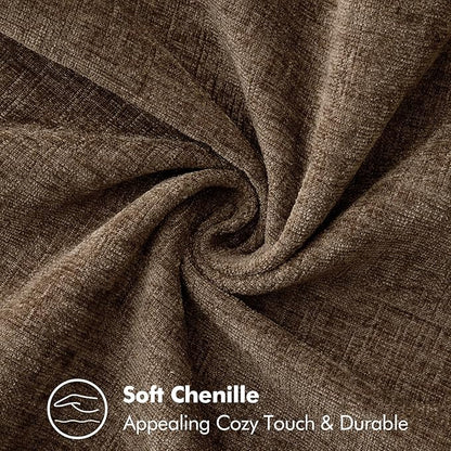 MIULEE Pack of 2 Couch Throw Pillow Covers 18x18 Inch Brown Farmhouse Decorative Pillow Covers with Stitched Edge Soft Chenille Solid Dyed Spring Pillow Covers for Sofa Bed Living Room