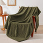 EXQ Home Fleece Throw Blanket for Couch or Bed - 3D Waffle Patchwork Pattern Jacquard Decorative Blankets - Cozy Soft Lightweight Fuzzy Flannel Blanket Suitable for All Seasons(50"×60", Moss Green)