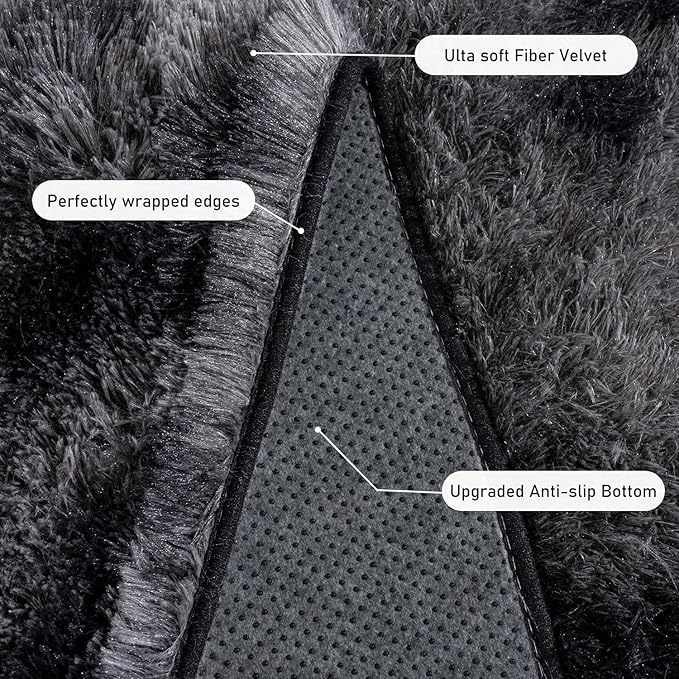 Rugs for Living Room 10x14, Soft Shaggy Modern Shag Area Rug for Bedroom, Upgrade Non-Slip Plush Fluffy Carpet for Kids Boys Girls Room Home Decor Aesthetic,Dark Grey