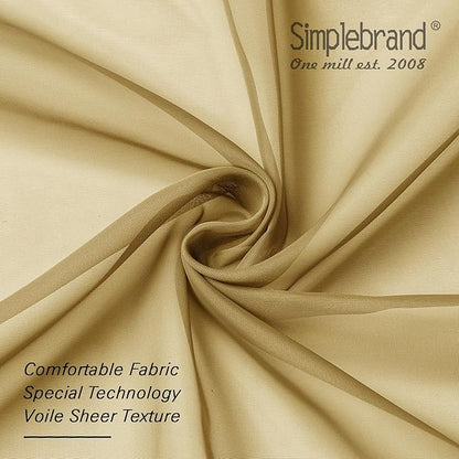 Simplebrand Gold Sheer Curtains 84 Inches Long 2 Panels, Light Filtering Rod Pocket Solid Color Window Sheer Curtain Panels, Elegant Curtains & Drapes for Living Room, Bedroom (Gold, 42" W x 84" L)