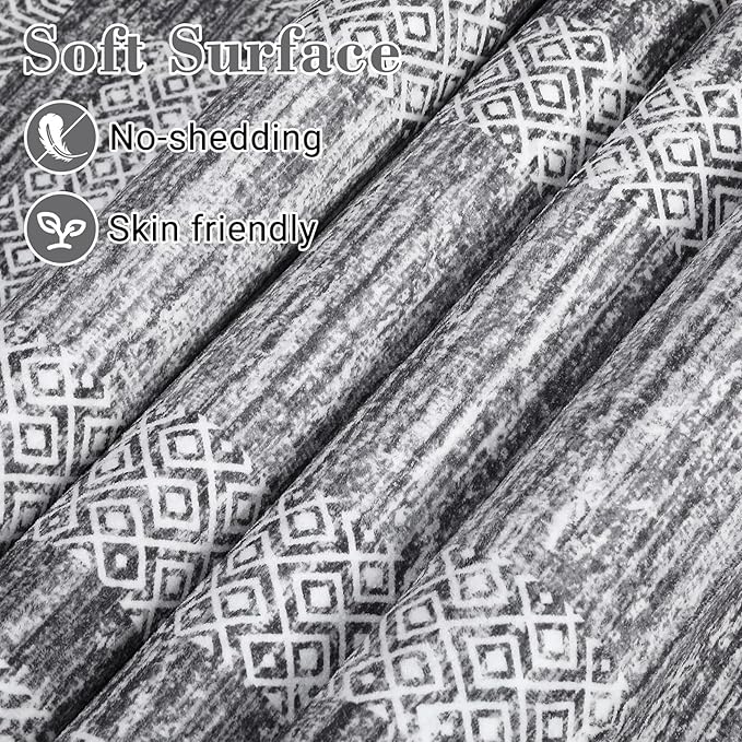 GarveeHome 2.5x8 Modern Bordered Runner Rug Soft Non Slip Washable Floor Carpet Distressed Geometric Hallway Indoor Printed Rug for Kitchen Entrance, Gray