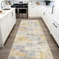 3x6 Washable Kitchen Runner Rug: Modern Abstract Runners for Hallway Soft Non Slip Rugs with Rubber Backing Low Pile Thin Floor Carpet for Entryway Bedroom Bathroom Bedside Indoor(Grey/Yellow,3x6)
