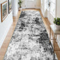 3x12 Washable Runner Rugs for Hallway: Long Abstract Runners for Entryway Bedroom - Stain and Water Resistant Rugs with Non-Slip Backing - Soft Low-Pile Carpet Black Grey