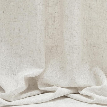 MYSKY HOME Kitchen Window Curtains Half Sheer Drapes 45 Inches Long, Boho Farmhouse Style Linen Polyester Blend Fabric, Decorative Texture for Bathroom/Closet/Cafe, 50" x 45", Linen, 2 Pieces