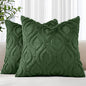 decorUhome Throw Pillow Covers 18x18 Inch Set of 2, Soft Plush Faux Wool Forest Elf Solid Couch Pillow Covers, Accent Farmhouse Neutral Square Pillow Cases for Sofa Bed Living Room