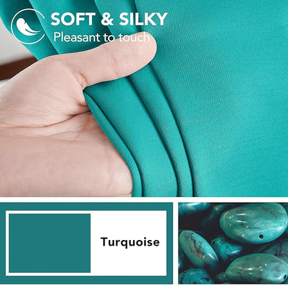 Deconovo Blackout Curtains, Thermal Insulated, W42 x L72 2 Panels, Back Tab, Machine Washable, Room-Darkening Drapes for Bedroom/Living Room Turquoise