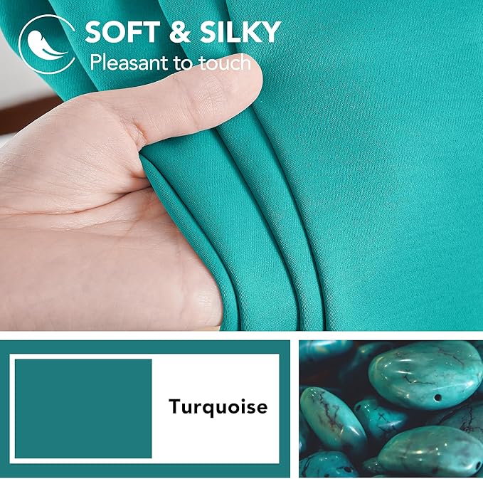 Deconovo Blackout Curtains, Thermal Insulated, W42 x L63 2 Panels, Back Tab, Machine Washable, Room-Darkening Drapes for Bedroom/Living Room Turquoise