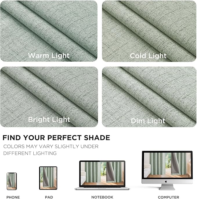 Joydeco Blackout Curtains for Bedroom - 84 Inch Long 100% Light Blocking 2 Panels Sage Green Drapes, Thermal Insulated Room Darkening Curtains, Linen Textured for Living Room, Rod Pocket & Back Tabs