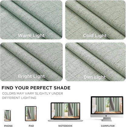Joydeco Blackout Curtains for Bedroom - 108 Inch Long 100% Light Blocking 2 Panels Sage Green Drapes, Thermal Insulated Room Darkening Curtains, Linen Textured for Living Room, Rod Pocket & Back Tabs