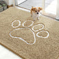 OLANLY Dog Door Mat for Muddy Paws 48x30, Paw Print Design, Absorbs Moisture and Dirt, Absorbent Non-Slip Washable Doormat, Quick Dry Chenille Mud Mat for Dogs, Entry Indoor Entryway Carpet, Beige