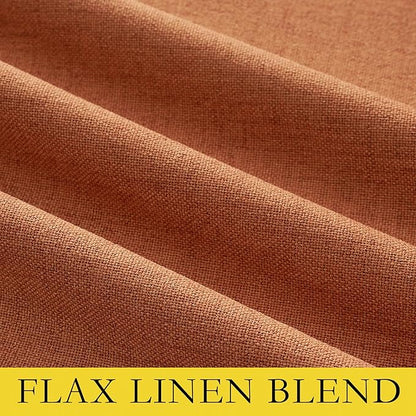 NICETOWN 100% Absolutely Blackout Linen Curtains with Thermal Insulated Liner, Terracotta, 52" Wide, 2 Panels, 63 inches Long Drapes, Grommet Retro Linen Curtains Vertical Drapes Privacy for Bedroom