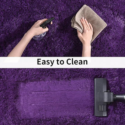 Soft Runner Rugs for Bedroom Hallways, 2x6 Purple Fluffy Shag Throw Area Rug Non Slip for Bedside Dorm, Long Shaggy Furry Carpet for Nursery Living Room