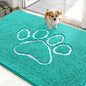 OLANLY Dog Door Mat for Muddy Paws 48x30, Paw Print Design, Absorbs Moisture and Dirt, Absorbent Non-Slip Washable Doormat, Quick Dry Chenille Mud Mat for Dogs, Entry Indoor Entryway Carpet, Teal