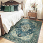 Area Rugs 4'x5' Washable Non-Slip, Floral Vintage Distress Print Pattern Medallion Carpet for Living Room Bedroom Dining Room, Dark Blue Vintage