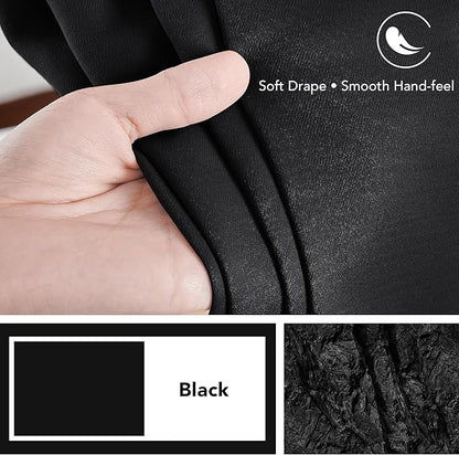 Deconovo Blackout Curtains, Thermal Insulated, W70 x L63 2 Panels, Back Tab, Machine Washable, Room-Darkening Drapes for Bedroom/Living Room Black
