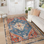 Area Rug 5x7 Washable Rug, Vintage Boho Medallion Rugs Non-Slip Soft Low Pile Large Distressed Rug Indoor Retro Carpet for Living Room Bedroom Dining Room Office (TribalMedallionMulti, 5'x7')