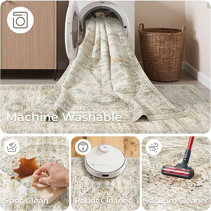 Long Bathroom Rugs Runner - Washable Runner Rugs for Hallway 2x10, Ultra-Thin Soft Kitchen Carpet Runner, Anti Slip Backing Runner Rugs for Entrance, Bedroom, Living Room(2'x10', Grey/Yellow)