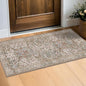 Moss Green Washable 2x4 Entry Rug - Front Door Rugs Indoor, Vintage Floral Style Small Rug for Kitchen, Bathroom, Non-Slip Boho Vintage Dark Taupe Entryway Décor