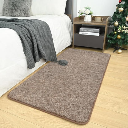 AROGAN Small Washable Area Rugs for Bedroom, 2×4 Runner Rug with Memory Foam for Hallway, Non Slip Fluffy Carpet Indoor Rug Runner for Kitchen, Bedside, Entryway Bathroom Home Decor, Matte Brown