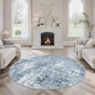 6x6 Blue/Grey Round Rug 6ft Living Room Circle Rug Vintage Round Area Rug Non Slip Indoor Carpet for Dining Room Bedroom