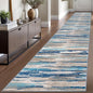Lansny Modern Abstract Runner Rug 2.6x16, Blue Washable Long Kitchen Runner Non-Slip Soft Hallway Rug Runner Thin Print Faux Wool Carpet for Entryway Bedroom Laundry Room Indoor Home Decor