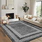 GarveeHome Washable Rug 5x7 Modern Bordered Rug with Non Slip Rubber Backing, Low Pile Thin Carpet, Soft Non Shedding Floor Covering, Foldable Printed Carpet for Living Room Bedroom, Black