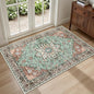 2x3 Area Rugs Living Room Rug: Washable Vintage Distressed Floral Rug No Slip Stain Resistant Soft Carpet Indoor Large Carpets for Bedroom Dining Room Farmhouse Nursery Hallway Home Office Brown Green