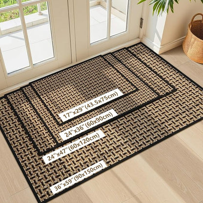 LEKEEPGO Door Mat Indoor Entrance 24"x36", Absorbent Indoor Door Mat, Non Slip Rubber Backing Inside Door Mats, Washable Floor Mat, Low-Profile Doormat for Front Door, Entryway, Entrance, Black