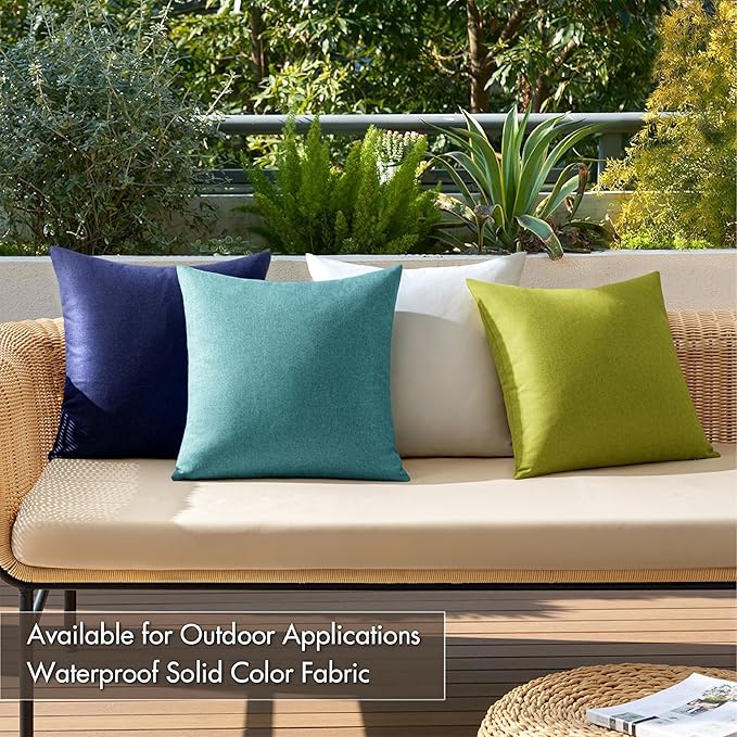 MIULEE Pack of 4 Decorative Outdoor Throw Pillow Covers Linen Waterproof Pillow Covers Spring Farmhouse Cushion Cases for Patio Garden Tent Balcony Couch Sofa 18x18 inch Blue Green
