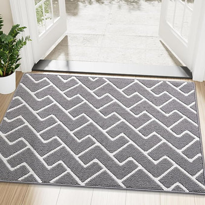OLANLY Front Door Mat, Non-Slip Rubber Backing, Dirt Resistant and Absorbent, Washable, Easy to Clean Low-Profile Indoor Doormat for Back Door, Entryway, Inside Entrance, 48x32, Grey