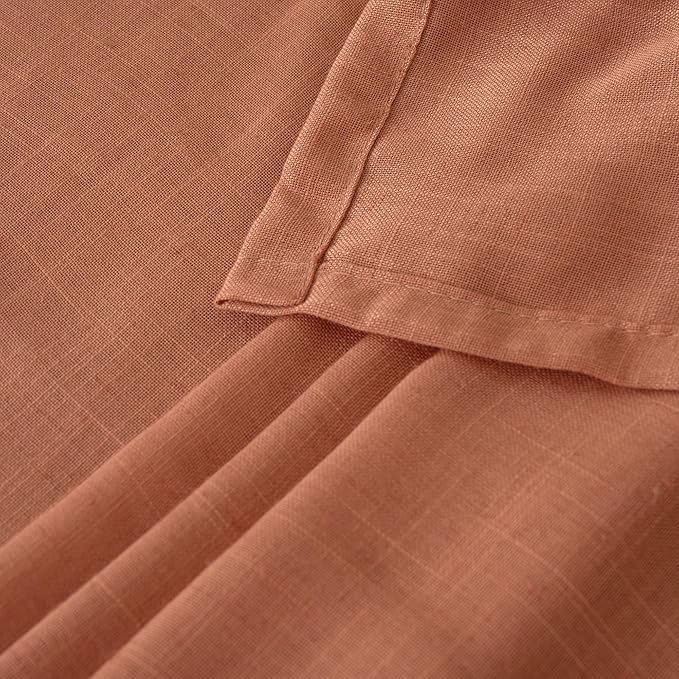 BGment Terracotta 96 Inches Long Linen Curtains for Living Room, Semi Sheer Window Drapes Rustic Textured for Farmhouse Bedroom Dining Room Rod Pocket Boho Lightweight, 2 Panels Set, Each 52 Inch Wide