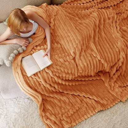 Bedsure GentleSoft King Blanket for Couch - Cozy Soft Fall Blankets for Women, Cute Large Throws for Girls, Orange, 108x90 Inches