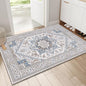 OPPODREAM Soft Throw Rugs 2x3, Small Neutral Washable Entryway Rugs 2 x 3 with Non Slip Backing, Low-Pile Faux Cashmere 2 x 3 Carpet, Cream White & Blue & Light Brown