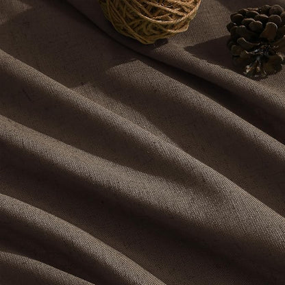 Chocolate Linen Curtains 72 Inch Long for Living Room Bedroom Lightweight Door Drapes 2 Panels Set, Semi Sheer Light Filtering Back Tab or Rod Pocket Curtain,52x72