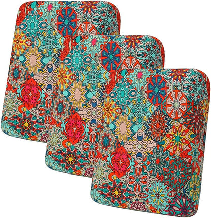 hyha Printed Couch Cushion Covers, Floral Sofa Covers Washable for 3 Cushion Couch, Stretch Pattern Outdoor Cushion Covers for Patio Furniture with Elastic Bottom(3 Packs, Diamond Mandala)