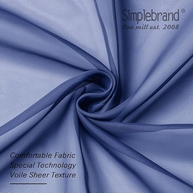 Simplebrand Royal Blue Sheer Curtains 84 Inches Long 2 Panels, Light Filtering Rod Pocket Solid Color Window Sheer Curtain Panels, Elegant Curtains & Drapes for Living Room, Bedroom, 42" W x 84" L
